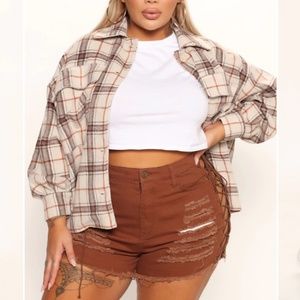 Lace up denim shorts